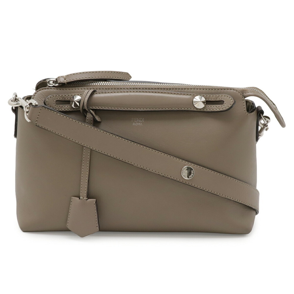 FENDI Gray Leather Shoulder Bag